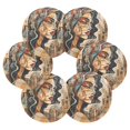 thumbnail image 2 of Women in Brown 6 Pcs Drink Coasters with Holder Absorbent Coasters Woven Coasters for Drinks Table Desk Protection Home Decor, 2 of 7