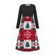 thumbnail image 1 of Vestido de manga larga con cuello redondo para niña, estampado navideño, manga larga, cuello redondo, bolsillos, falda larga informal para adultos, vestido de poliéster para niña., 1 of 5