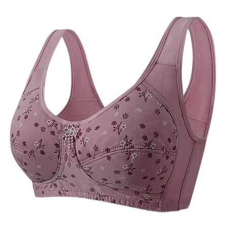 High Support Sports Bra for Large Breasts Floral Bras for Older Women Push up Bra No Underwire Pullover Balconette Breathable Underwear Bralettes Push up Sports Bras for Women Purple 46/105