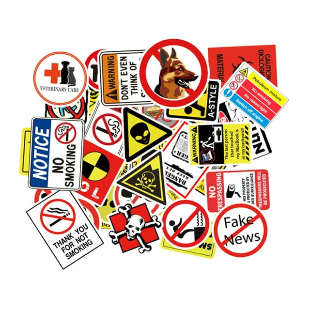 Pegatinas Warning Graffiti, vinilo impermeable, 50 unidades