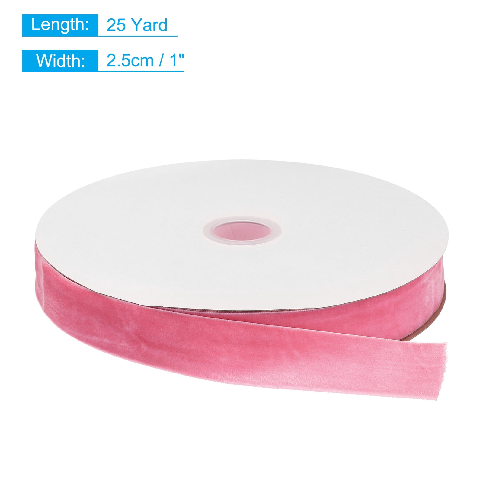 Uxcell Velvet Ribbon Single Face Spool Silky Velvet Fabric for Bouquets DIY Crafts Gift Wrapping Wedding Party Bright Pink 1" x 25 Yard