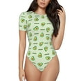 thumbnail image 2 of Uemuo Green Avocado Pattern Women's One Piece Short Sleeve Swimsuit Rash Guard Surfing Modest Quick-drying Swimsuit Beach Essentials-, 2 of 9