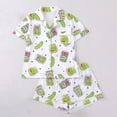 thumbnail image 2 of RMGVDSD Pajamas Set For Women Printed Short Sleeve Button Down Shirt And Shorts Sleepwear With Lapel Comfortable Lightweight Loungewear Holiday Pyjamas Sleepwear, 2 of 9