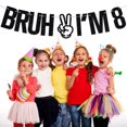 thumbnail image 3 of Banner para decoración de fiesta de cumpleaños Tivurcia Bruh I'm 8, color negro, 3 of 7