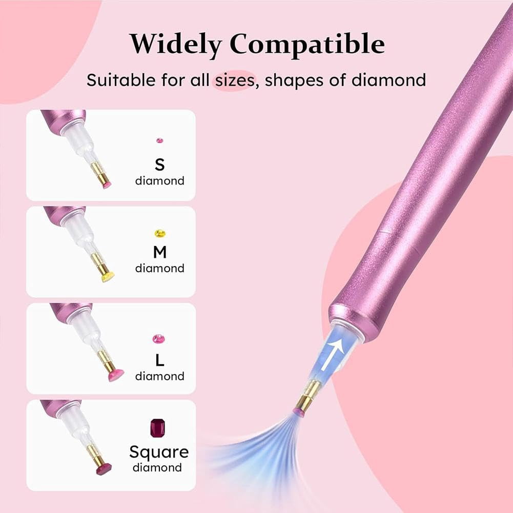 Electric Diamond Art Painting Pen,2025 New Upgrade Vacuum Diamond Art Pen,Diamond Art Pen Kits for Adults,Diamond Art Accessories Tool for Setting AB Stones Without Wax, Quiet and Long-Lasting