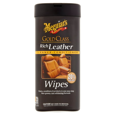 Meguiar's Gold Class Rich Leather Wipes – Leather Cleaner & Conditioner – G10900, 25 (Best Leather Car Seat Cleaner)