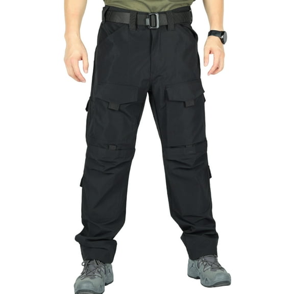 WTOBBY Men's Military Tactical Work Pants Stretch Multi-Pocket Outdoor Waterproof Down Insulated Pants for Hiking Camping Cold Weather Men's Trousers,Black L