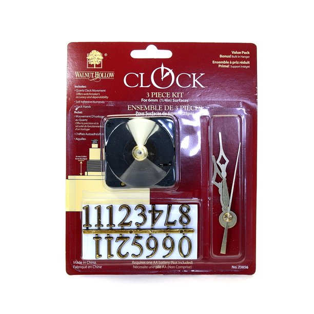 Clock Making Supplies 3 Piece Clock Kit for 1/4 in. Surface (pack of 2