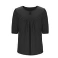 thumbnail image 6 of CHGBMOK Womens Shirts Fashion Casual Comfortable Solid Half Sleeved 1/2 Sleeve Round-Neck Fold Blouse T-Shirt Top Sizes 2XL, 6 of 6