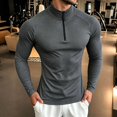 thumbnail image 4 of VgaVtl Long Sleeve Tee Shirts for Men Athletic Fall Winter Zip-Up Casual Gray Stretch Turtleneck Shirts for Men Slim, 4 of 6