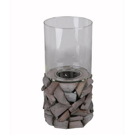 UPC 805572880711 product image for Privilege 88071 8 x 8 x 16 in. Glass & Wooden Candle Holder, Brown - Large | upcitemdb.com