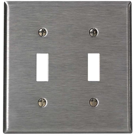 84009-A40  2-Gang Toggle Switch Wallplate  Standard Size  protective Treated Stainless Steel