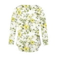 thumbnail image 6 of HOMBOM Yellow T-Shirts for Women Relaxed Fit Floral Tops Long Sleeve V-Neck Womens Casual, 6 of 7