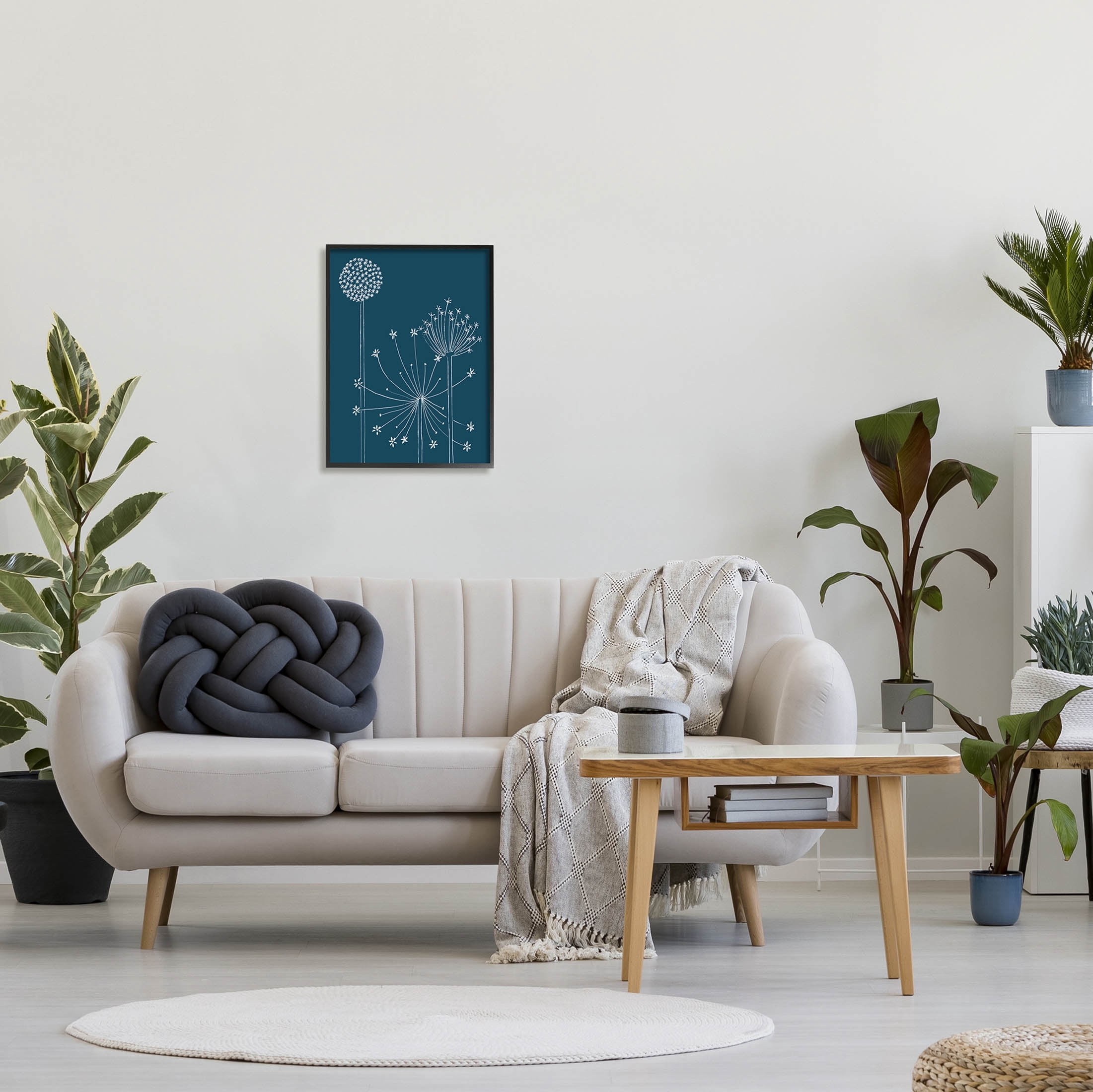Stupell Industries Dandelion Wildflower Botanical Outlines Graphic Art Black Framed Art Print Wall Art, Design by Alicia Longley