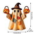 thumbnail image 4 of 2026 Rustic Lighted Halloween Ghost Decor, Vintage Patchwork Ghost with Light Up Pumpkin, Farmhouse Style Fall Figurine for Mantel Shelf Tabletop Display (SetB), 4 of 8