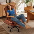 thumbnail image 3 of Bestier Big and Tall Executive Office Chair with Footrest and Flip-Up Arms, Ergonomic Reclining High Back Criss Cross Chair with Side Pockets, Height Adjustable, Brown, 3 of 12