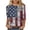 #0044-Navy, variant on Favoffer Women Graphic Tees 3/4 Sleeve Round Neck Independence Day Print Loose Casual Tops Boho Blouses Holiday Festival Outdoor Leisure