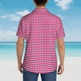 thumbnail image 6 of Daiia Pink Gingham Hawaiian Shirt for Men Gentle Cotton Regular Short Sleeve Casual-XX-Large, 6 of 9