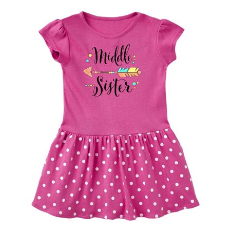 

Inktastic Middle Sister- dots and arrow Gift Toddler Girl Dress