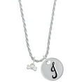 thumbnail image 1 of Delight Jewelry Silvertone Mini Dog Bone with Heart Silvertone Script Initial Disc - J - Charm Necklace, 20"+3", 1 of 4