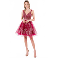 thumbnail image 5 of Women's Elizabeth K Glitter Print Summer V Neck Short Dress Gs1965 Burgundy Size XS, 5 of 5