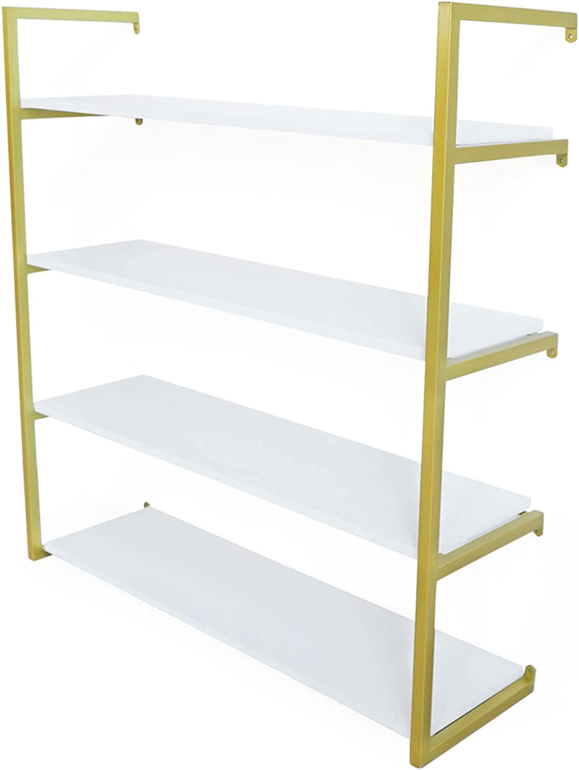 Floating Shelves Wooden Wall Mounted Storage Rack 4 Shelves Gold ...