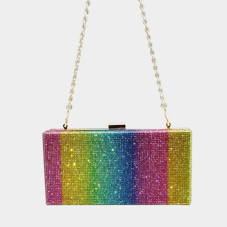 Rainbow Rhinestone Evening Purse for Women Luxury style Handbag – Pearl Of  Faith Clothing Store