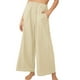 thumbnail image 1 of Pantalones de pierna ancha de cintura alta Pantalones de pierna ancha elásticos rectos de color puro para mujeres Lady Khaki M, 1 of 5