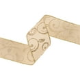 thumbnail image 2 of LaRibbons 2 1/2" Wired Ribbon | "Scroll" Natural/Gold | 10 Yard Roll, 2 of 6