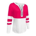 thumbnail image 4 of Oiangi Half Zip Shirts Women Patchwork Long Sleeve Pullover Top Loose Fit Comfy Blouses for Fall Winter Hot Pink L, 4 of 6