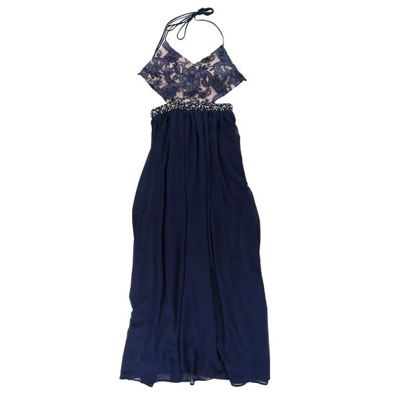 City Studio Womens Embellished Gown Dress, Blue, Juniors, 9