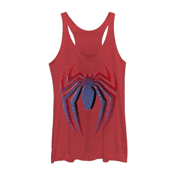 Women's Marvel Spider-Man Dot Logo  Racerback Tank Top Red Heather Small