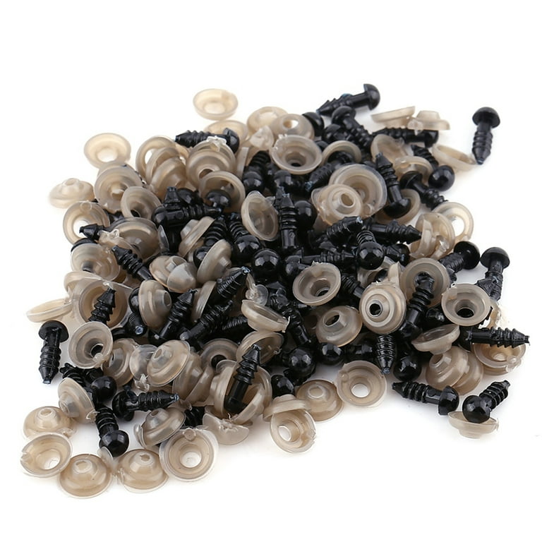 200 pcs 6-12 mm Plastic Safety Eyes Black Safety Eyes Doll Making with  Washer for Toy Making DIY Crafts Teddy Bear Felting Toys[8mm] 