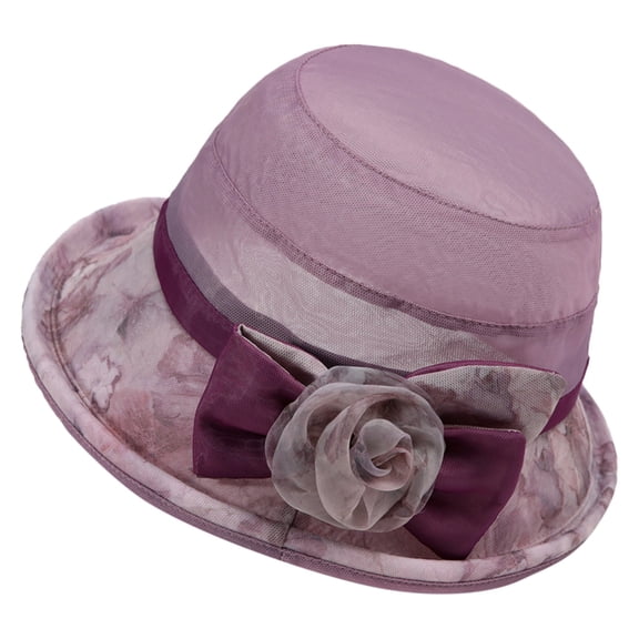 Sun Hat Women's Decorative Cloche Hat with Flower Detail And Sculpted Brim Summer Hats for Women