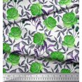 thumbnail image 2 of Feuilles de Tissu de Rayonne Pomme & Fleurs Roses Imprimés par Yard 42 Pouces de Large, 2 of 3