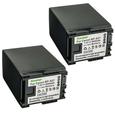 Kastar 2-Pack BP-827 Battery 7.4V 3000mAh Replacement for Canon VIXIA HF M301 HFM301  VIXIA HF M306 HFM306  VIXIA HF M40 HFM40  VIXIA HF M41 HFM41  VIXIA HF M46 HFM46 Camcorder