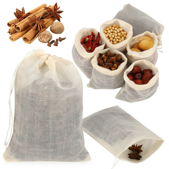 AOWOO  60 Pcs Spice Bags for Cooking,  4x6 Inch Muslin Bags with Drawstring, Tea Filter Bags, Cheesecloth Bags for Straining Reusable Natural Cotton Sachet/Herb Bags