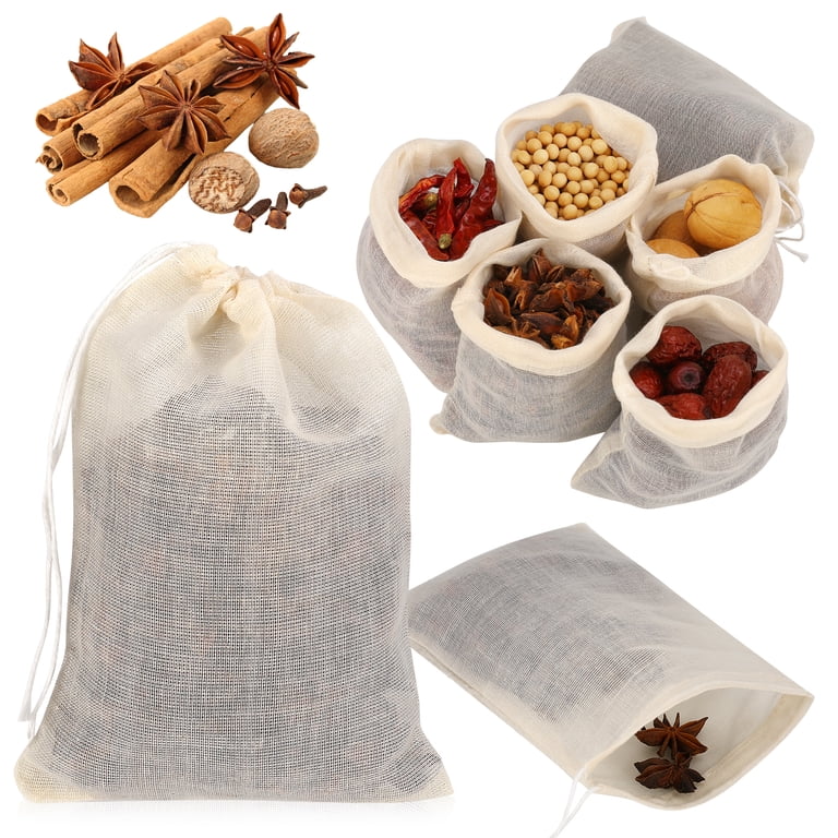 AOWOO 60-Piece Muslin Spice Bags with Drawstring photo 1