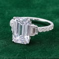 thumbnail image 4 of Oryn Jewelry 2.1 Ct Emerald Cut Moissanite Engagement Ring - 14K White Gold Plated Band - Solitaire Accent Birthday Gift for Women - Mid-Century Design Band, 4 of 6