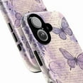 thumbnail image 2 of Vintage Purple Butterfly Phone Case, French Script Watercolor Floral iPhone Cover, Artistic Elegant Protective Case for iPhone 16 15 14 13 12 11 Plus Pro Max Mini, 2 of 6