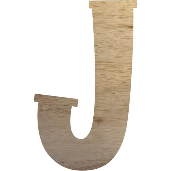Wood Letter Unfinished Craft J, Paintable Wooden Letter 14'' Tall Small DIY