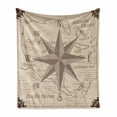 thumbnail image 1 of Compass Soft Flannel Fleece Throw Blanket, Central American Map Caribbeans Background Windrose Design Gulf of Mexico Cuba, Cozy Plush for Indoor and Outdoor Use, 60" x 80", Lilac Plum, by Ambesonne, 1 of 6