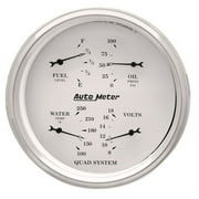 AutoMeter Gauge Quad 5in. 240 Ohm(e) to 33 Ohm(f) Elec Old Tyme White