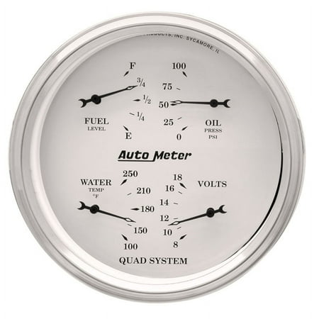 AutoMeter Gauge Quad 5in. 240 Ohm(e) to 33 Ohm(f) Elec Old Tyme White