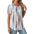 thumbnail image 3 of Fantaslook Women Blouses Dressy Casual Summer Short Sleeve Shirts Crew Neck Pleated Tunic Tops, 3 of 8