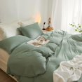 thumbnail image 4 of Duvet Cover King Size Washed Microfiber Green Bedding Sets Simple Style Light, 4 of 9