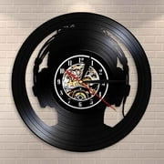 Audio Slave Headphones DJ Wall Art Wall Clock Music Lover Silhouette Vinyl Record Clock For Those Who Cant Live Without Music