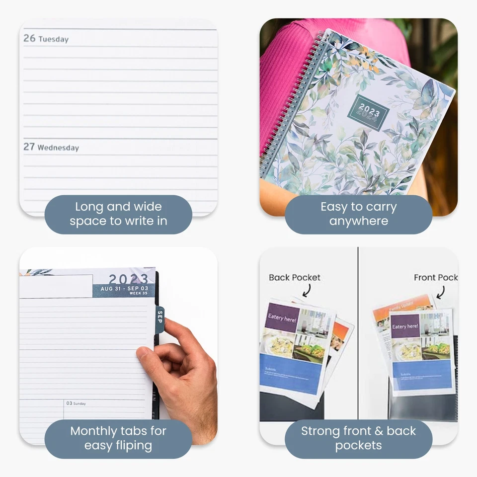 Ensight Weekly & Monthly Planner 2023-2024 - 8.5 X11 - Floral