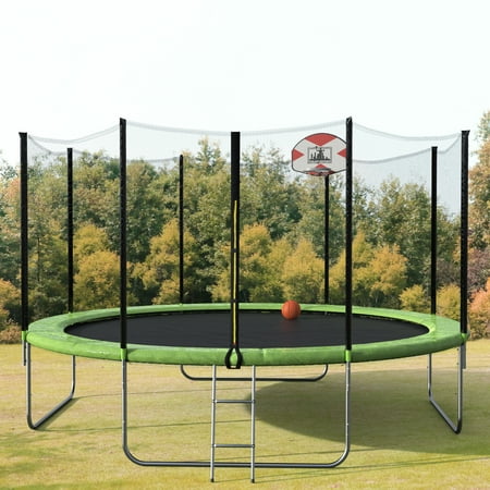 Merax 14 Foot Round Trampoline with Basketball Hoop and Safety Enclosure, (Best 14 Foot Trampoline)