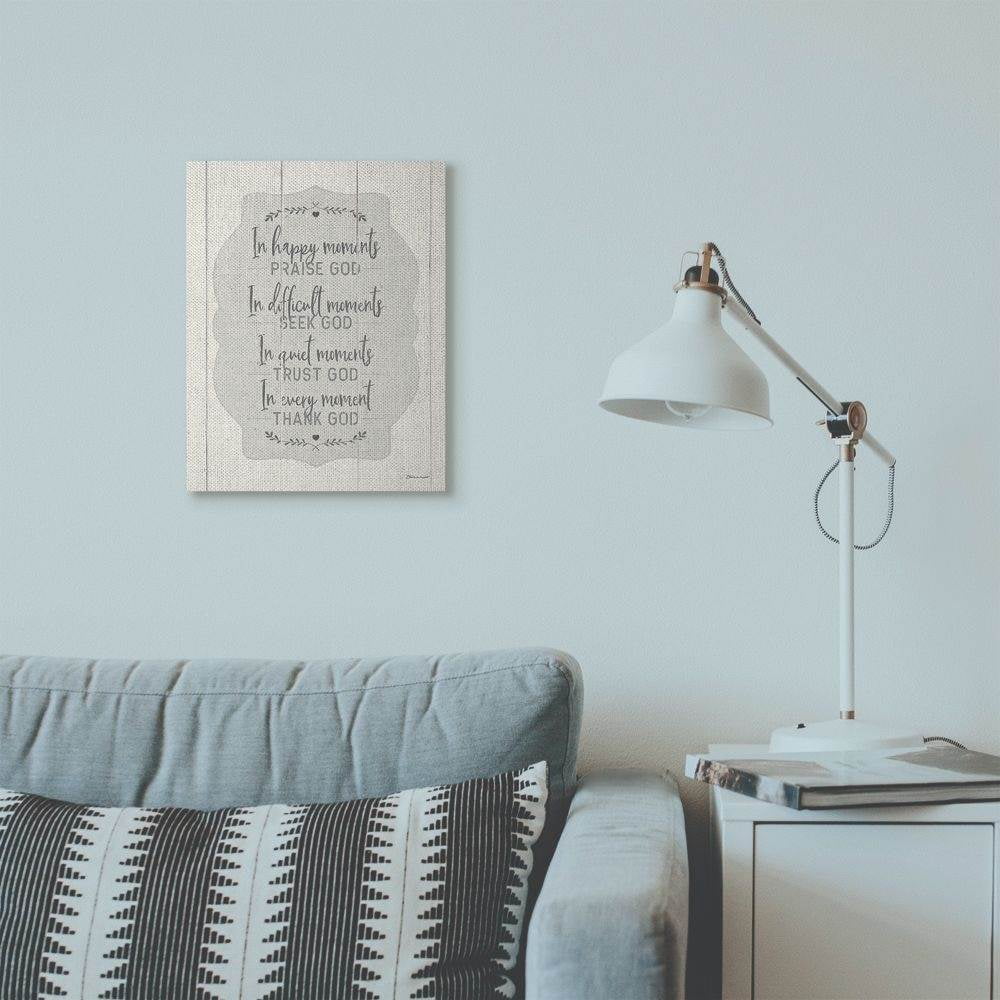 Stupell Industries Religious Happy Moments Inspiration Grey Word Design Canvas Wall Art by Stephanie Workman Marrott